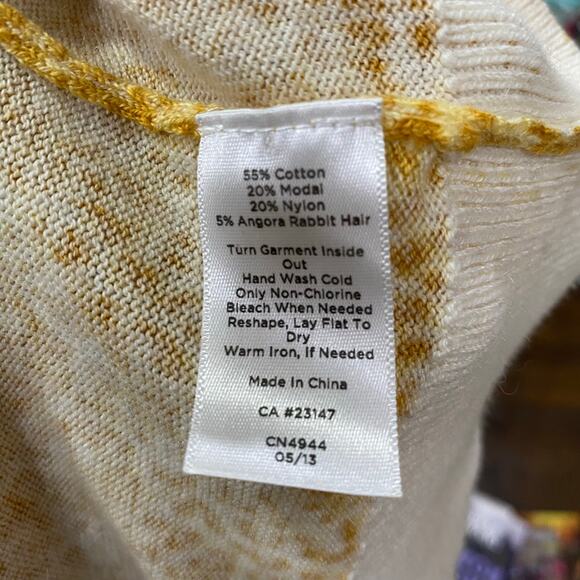 Talbots Animal Print Cardigan Sweater Plus Size 1X Gold and White Button Front - Picture 2 of 9